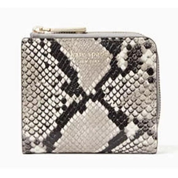 KATE SPADE EVA Exotic Embossed Leather Small L Zip Bifold Wallet WLRU6284 - Picture 1 of 5